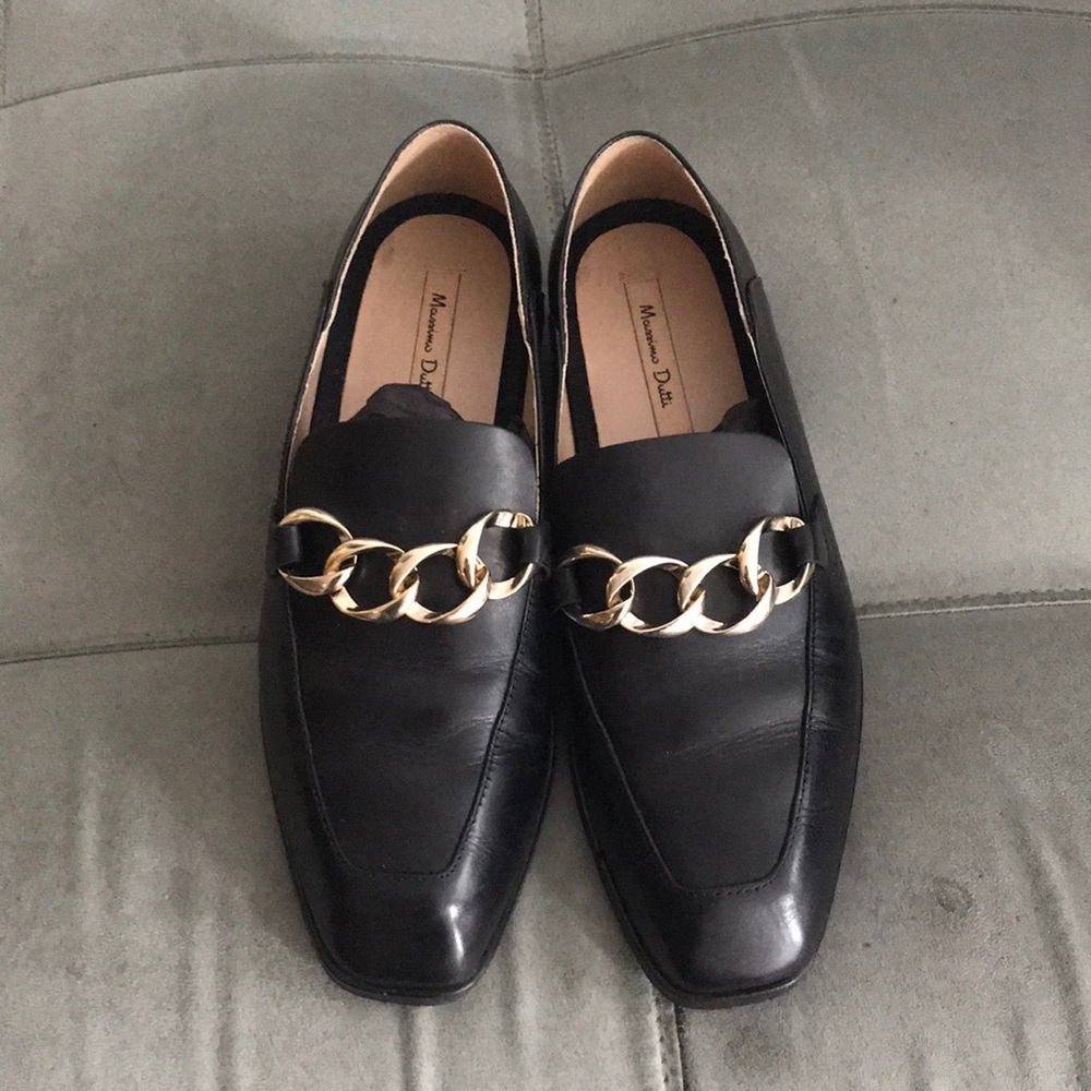 Massimo Dutti Black Leather Loafers